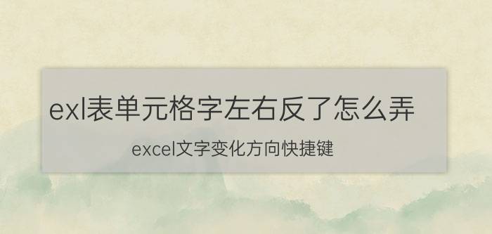 exl表单元格字左右反了怎么弄 excel文字变化方向快捷键？